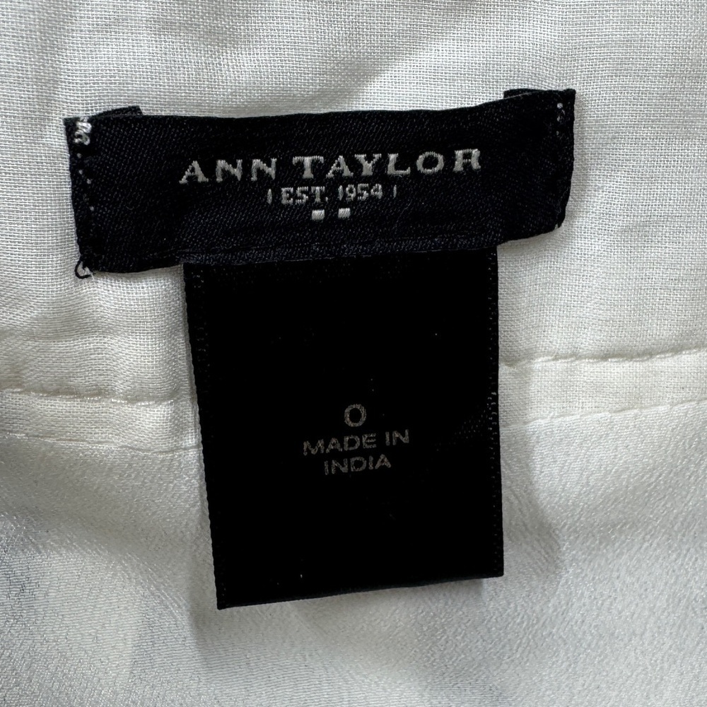 Ann Taylor Factory Boho A Line Cotton Embroidered Floral White Brown Skirt 0 - Picture 14 of 15